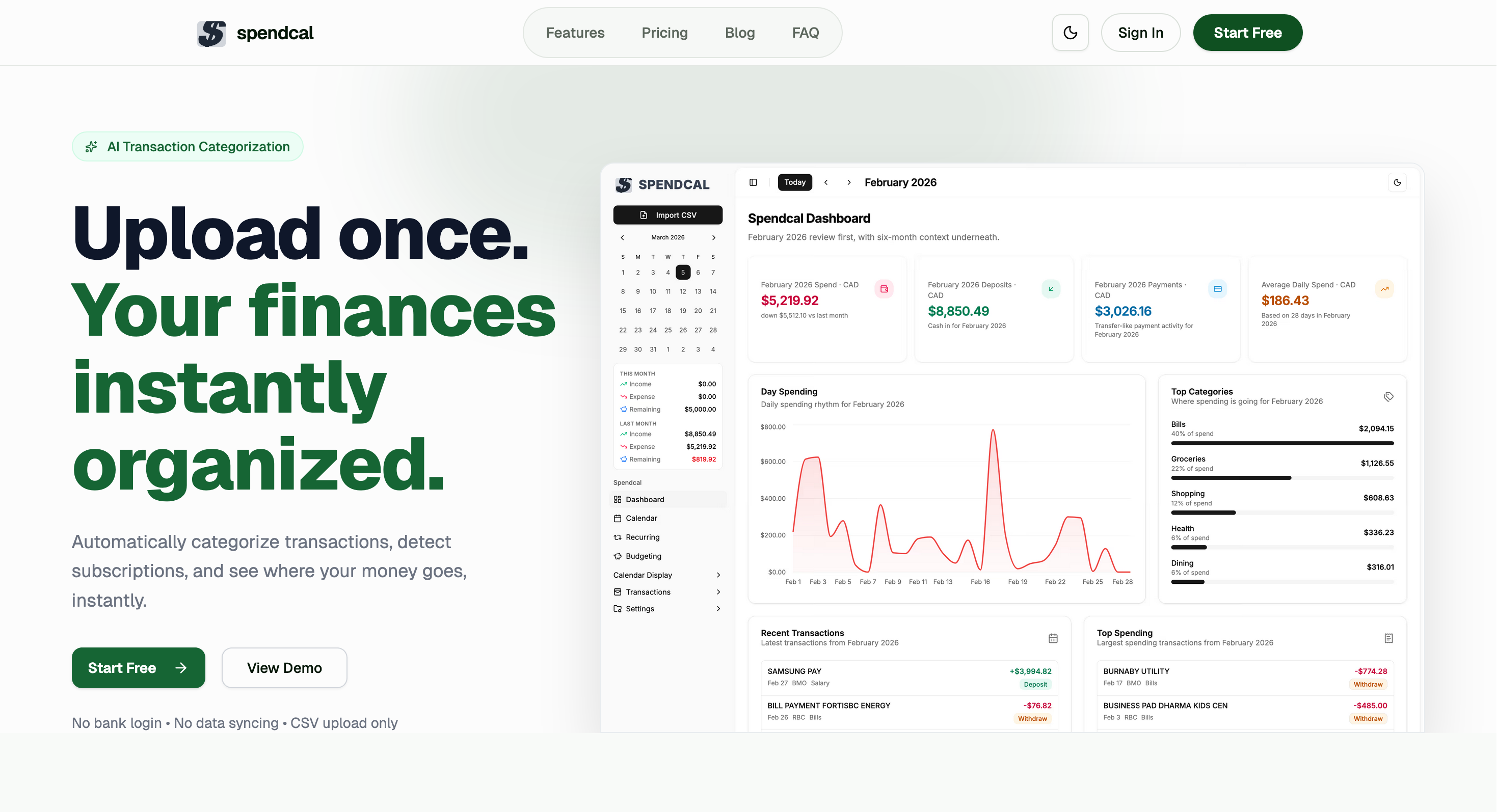 Free AI budget tracker with recurring subscription detection